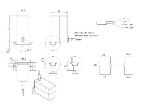electro magnetic lock for Type 2 socket, DSIEC-ELC
