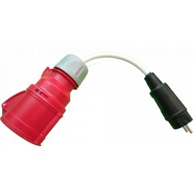 adapter cable, idustrial socket 3×32A - shucko plug 1×16A
